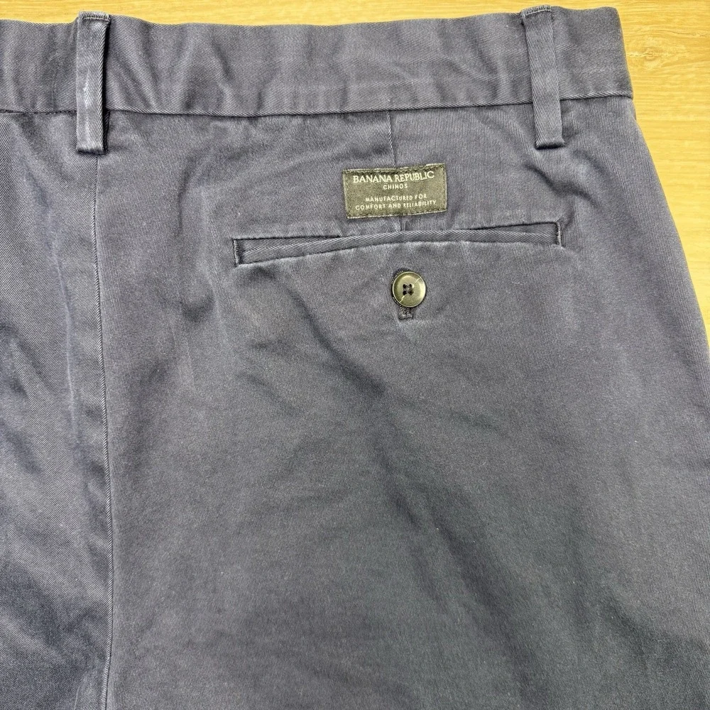 Banana Republic Men Size 34 x 32 Pants Navy Blue Emerson Straight Chinos Stretch